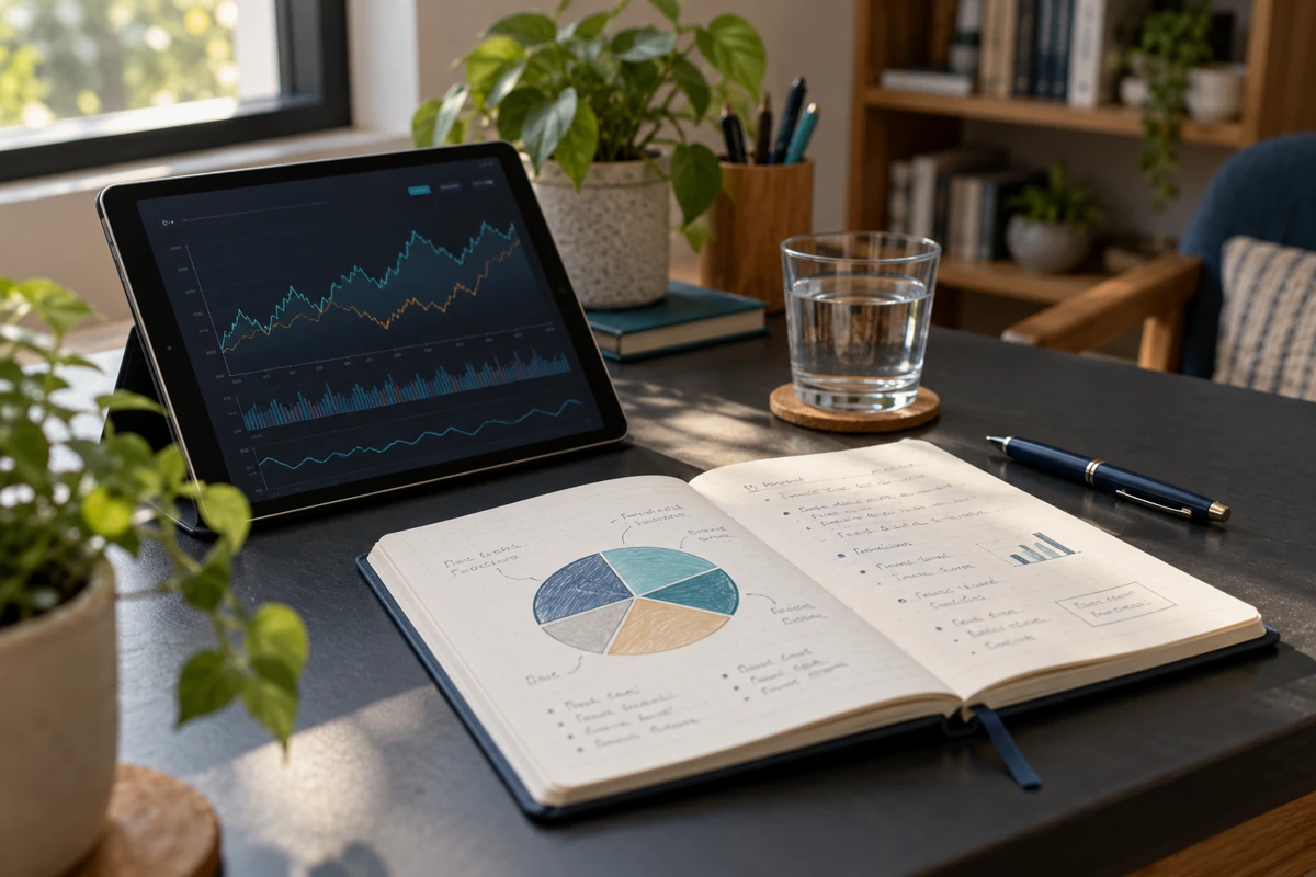 Escena ilustrativa de planificación de una cartera de inversión